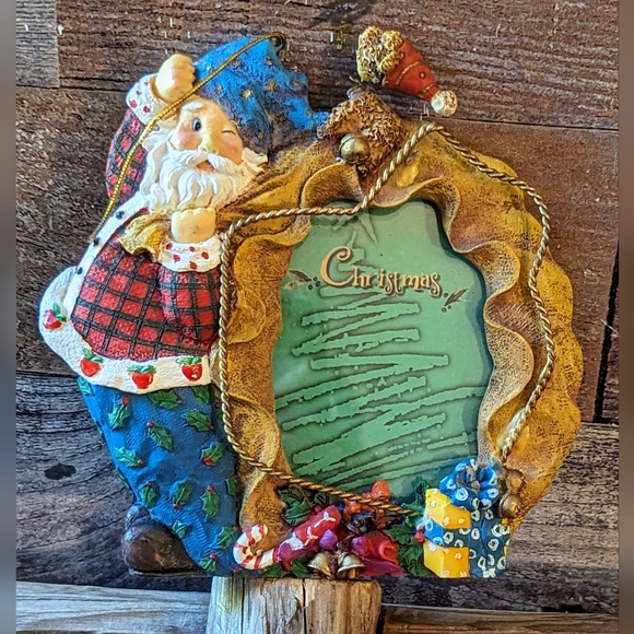 Vintage Two's Company Picture Frame Ornament With Santa - Picture 2 of 8